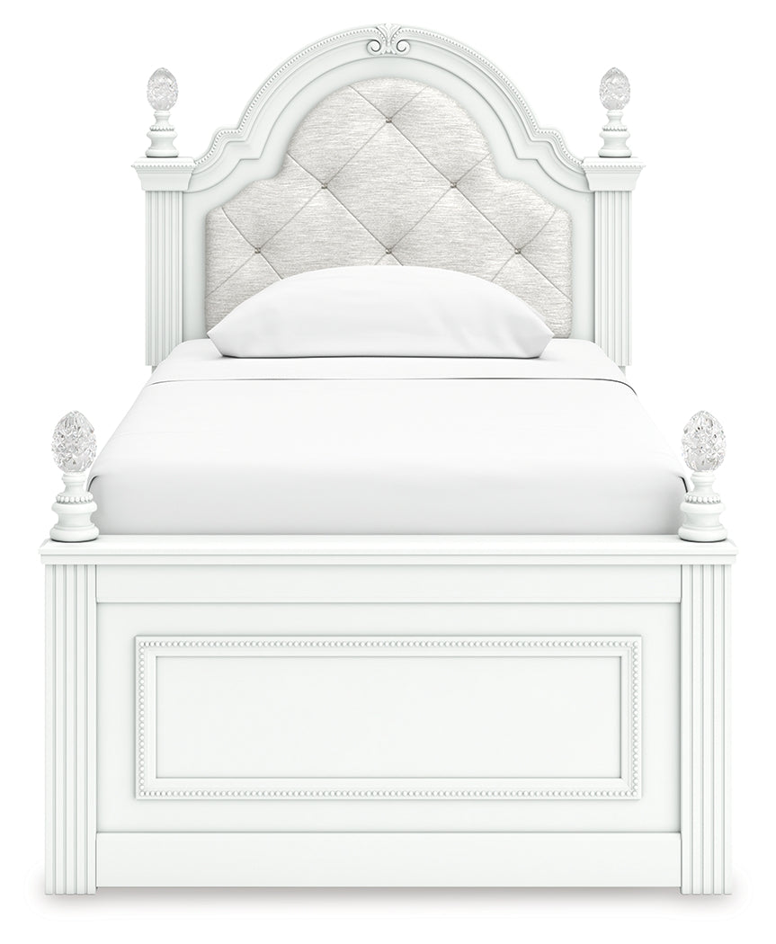 Kozlani White Twin Upholstered Panel Storage Bed - Ornate Home