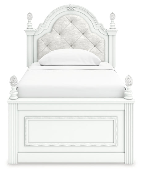 Kozlani White Twin Upholstered Panel Storage Bed - Ornate Home