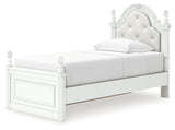 Kozlani White Twin Upholstered Panel Storage Bed - Ornate Home