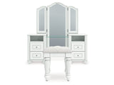 Kozlani White Vanity, Mirror and Stool (Online Special Price) - Ornate Home