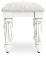 Kozlani White Vanity, Mirror and Stool (Online Special Price) - Ornate Home