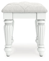 Kozlani White Vanity, Mirror and Stool (Online Special Price) - Ornate Home