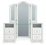 Kozlani White Vanity, Mirror and Stool (Online Special Price) - Ornate Home