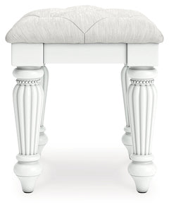 Kozlani White Vanity, Mirror and Stool - Ornate Home