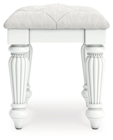 Kozlani White Vanity, Mirror and Stool - Ornate Home