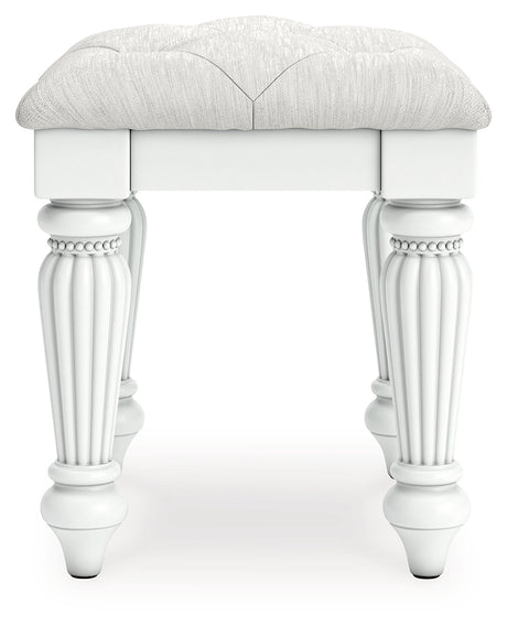 Kozlani White Vanity, Mirror and Stool - Ornate Home