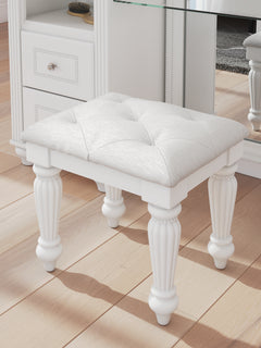 Kozlani White Vanity, Mirror and Stool - Ornate Home