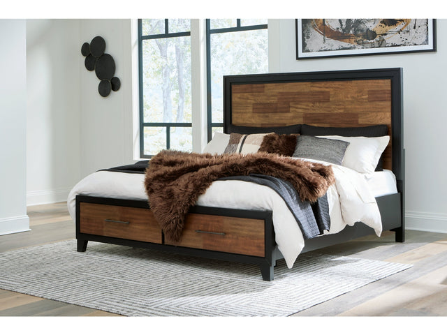 Kraeburn Brown/Black California King Panel Storage Bed (Online Special Price) - Ornate Home