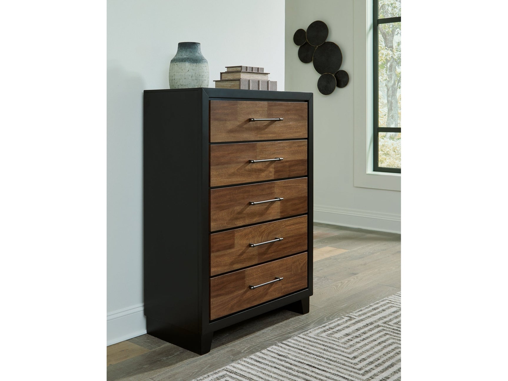 Kraeburn Brown/Black Five Drawer Chest - Ornate Home