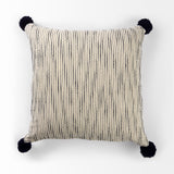Krystal Cream/Black 18x18 Pom Pillow Cover with Down Filler (Set of 2) - Ornate Home