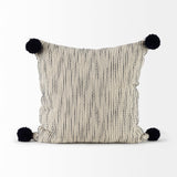 Krystal Cream/Blue 20x20 Pom Pillow Cover - Ornate Home