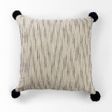 Krystal Cream/Blue 20x20 Pom Pillow Cover - Ornate Home