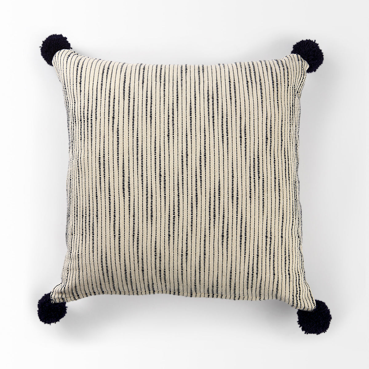 Krystal Cream/Blue 20x20 Pom Pillow Cover - Ornate Home