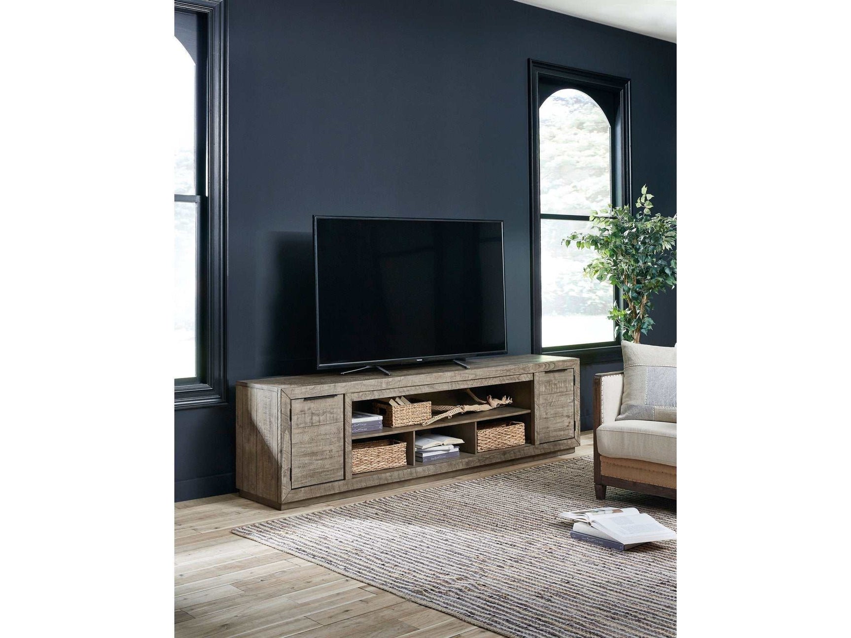 Krystanza Weathered Gray 92" TV Stand (Online Special Price) - Ornate Home