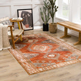 Kullar Orange Washable Area Rug - Ornate Home