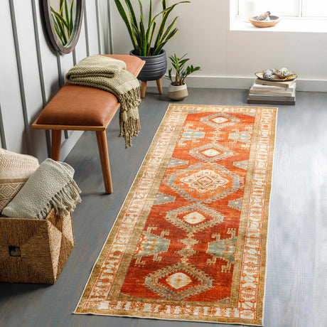 Kullar Orange Washable Area Rug - Ornate Home