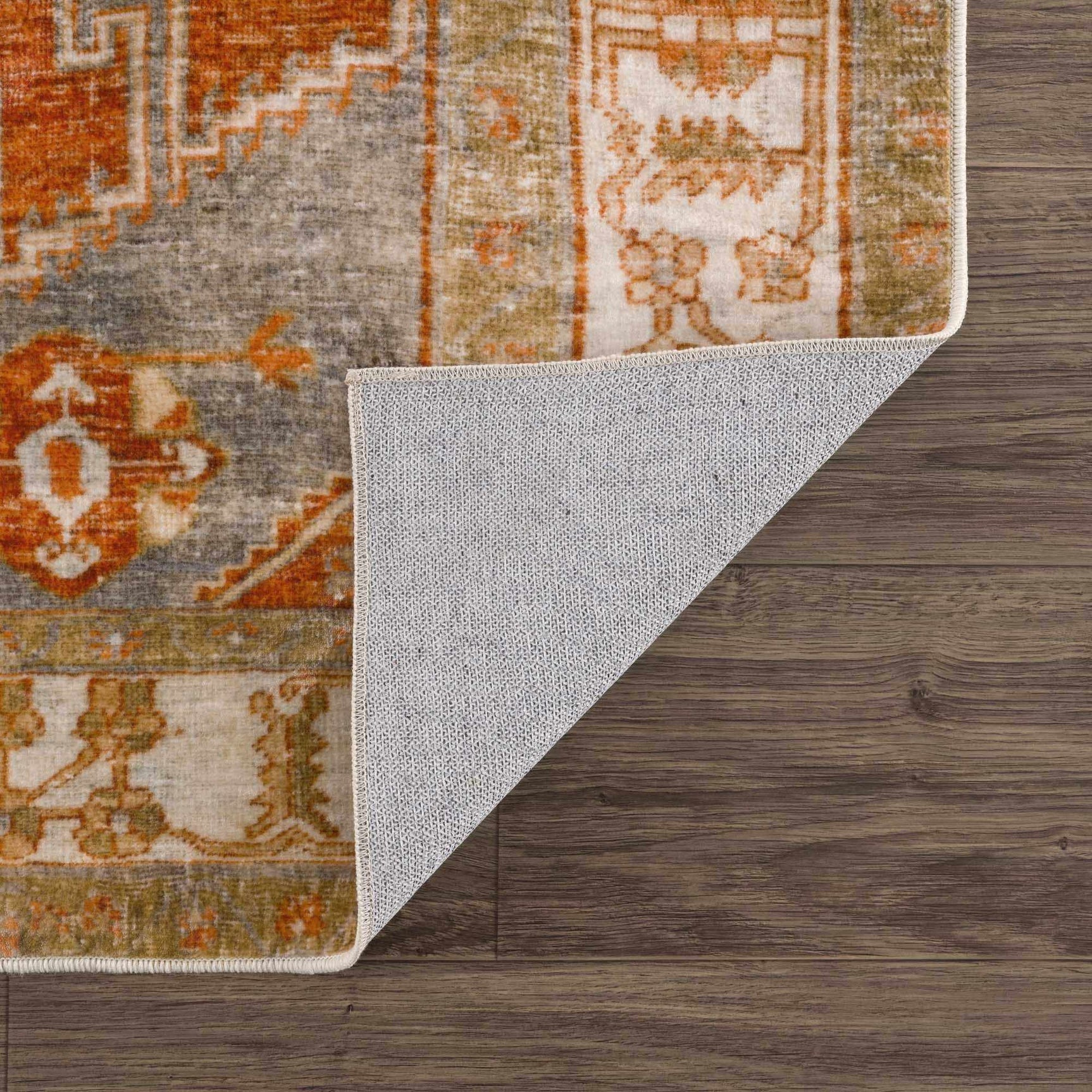 Kullar Orange Washable Area Rug - Ornate Home