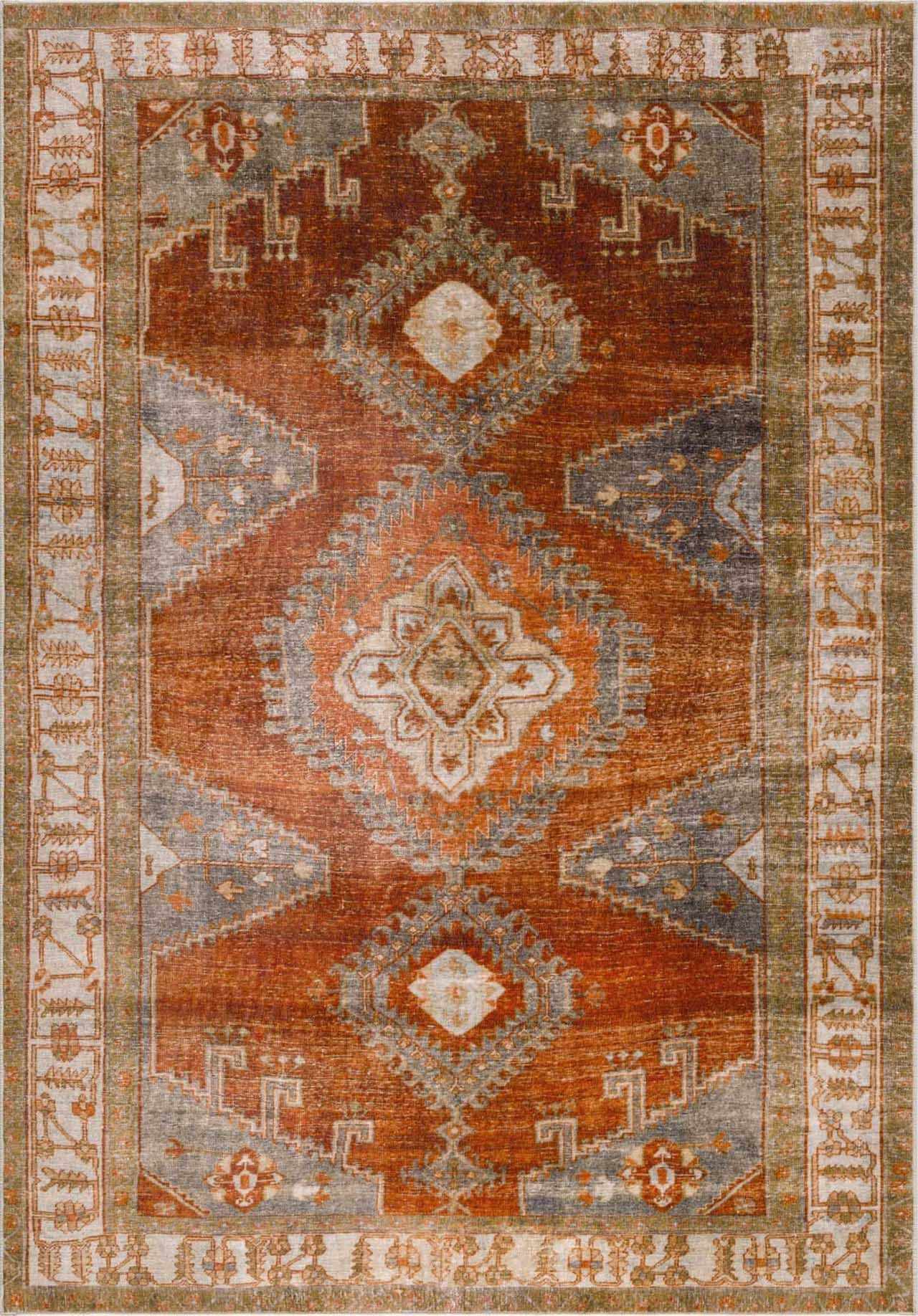 Kullar Orange Washable Area Rug - Ornate Home