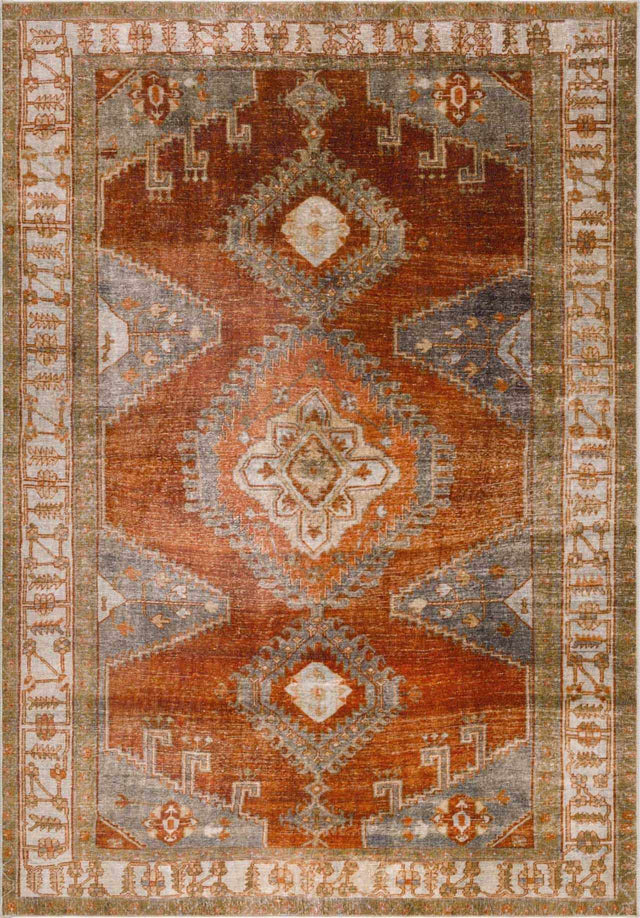Kullar Orange Washable Area Rug - Ornate Home