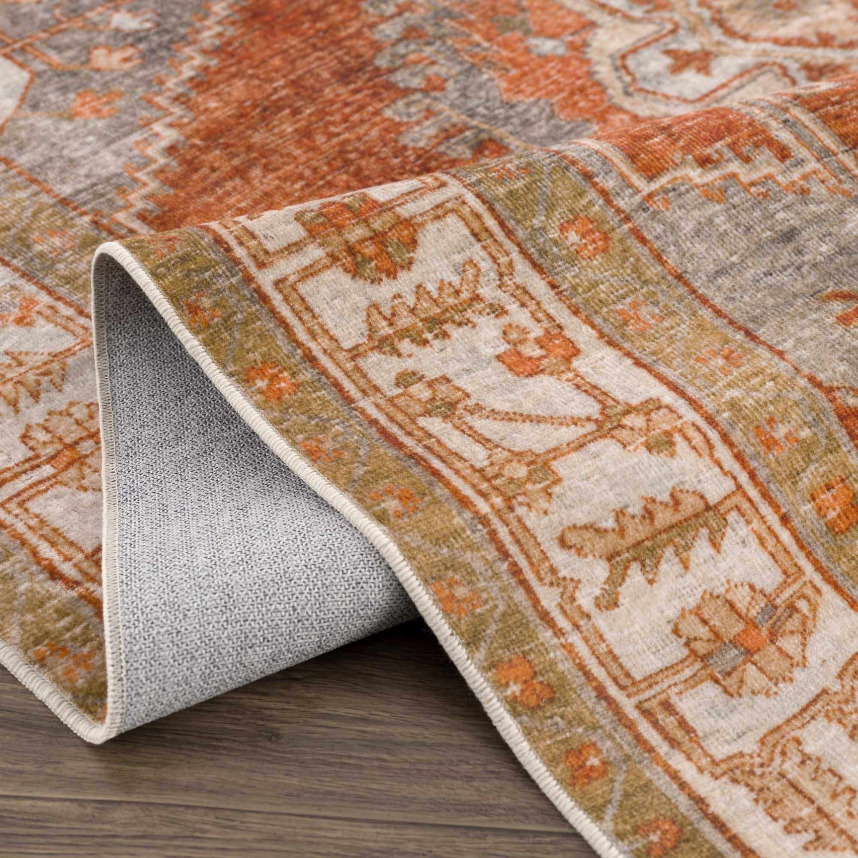 Kullar Orange Washable Area Rug - Ornate Home