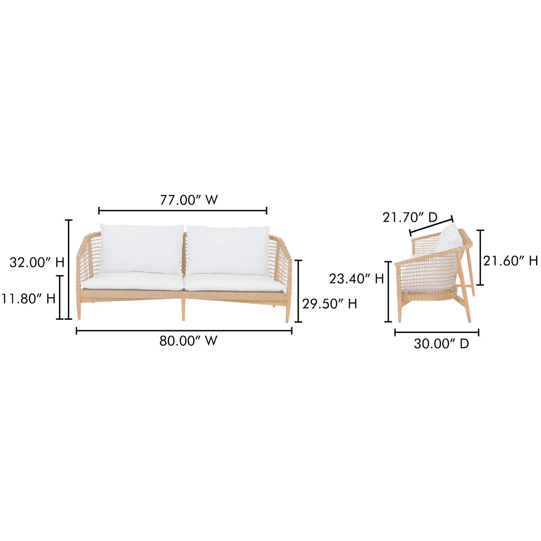 Kuna White Outdoor Sofa - Ornate Home