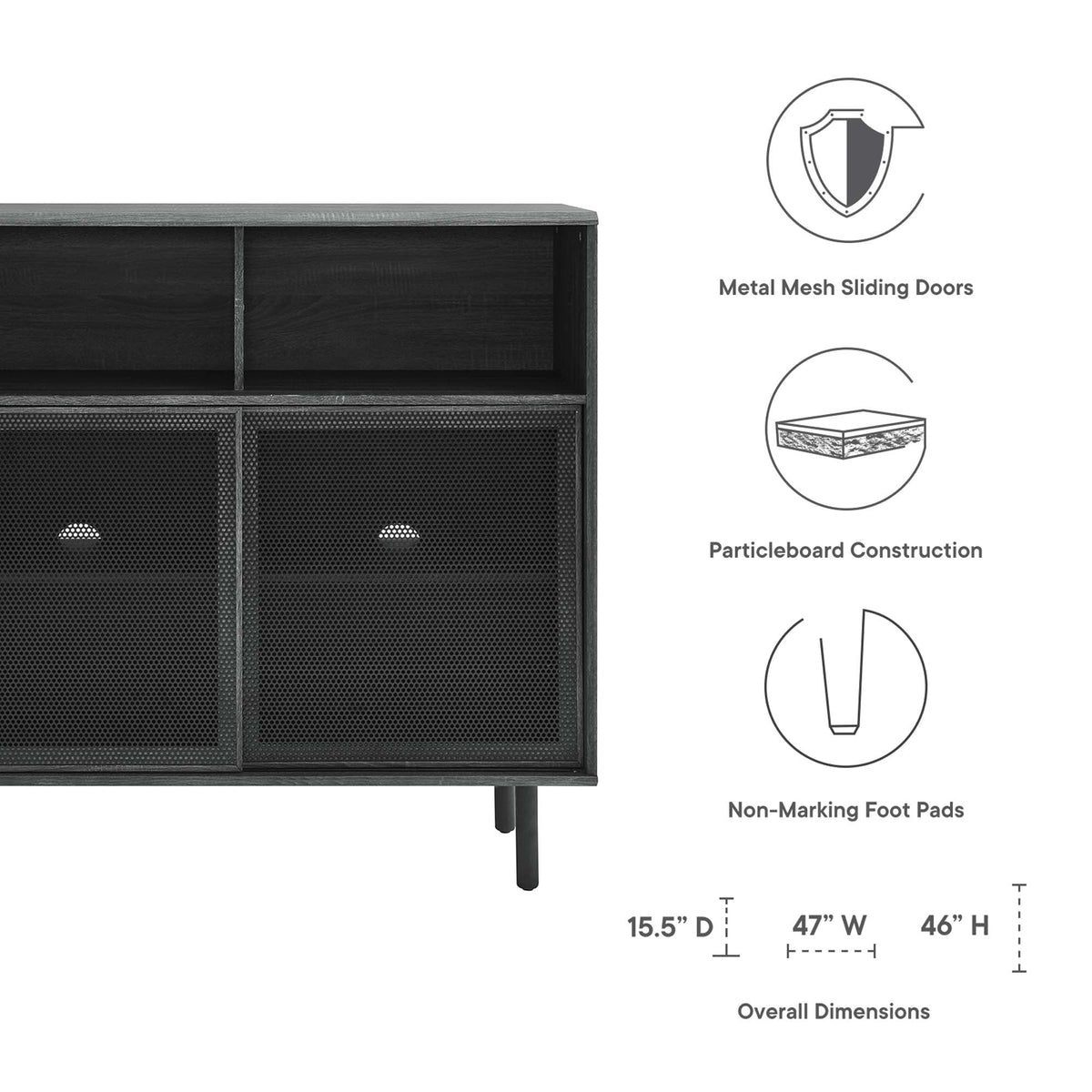 Kurtis Charcoal 47" Display Cabinet - Ornate Home