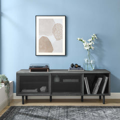 Kurtis Charcoal 67" TV and Vinyl Record Stand - Ornate Home