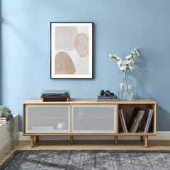 Kurtis Oak 67" TV and Vinyl Record Stand - Ornate Home