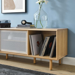 Kurtis Oak 67" TV and Vinyl Record Stand - Ornate Home