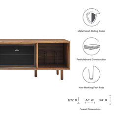 Kurtis Walnut 67" TV and Vinyl Record Stand - Ornate Home