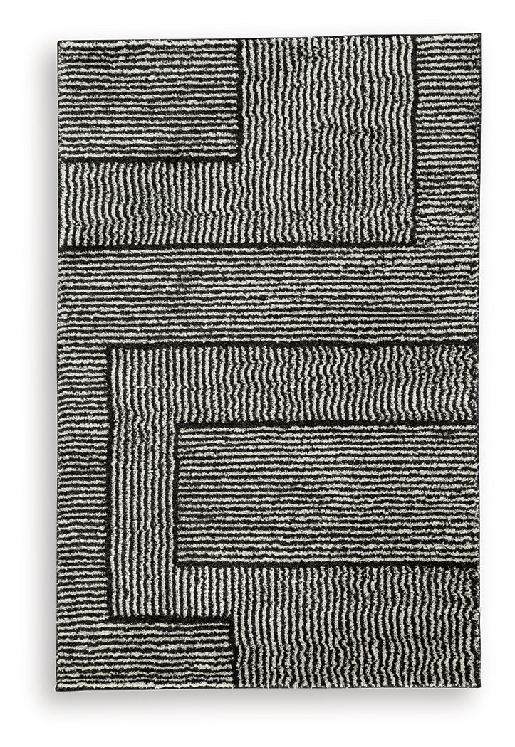 Kurtmen Black/Ivory Medium Rug - Ornate Home