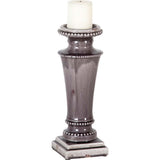 Kusma Gray Small Gloss Ceramic Table Candle Holder - Ornate Home