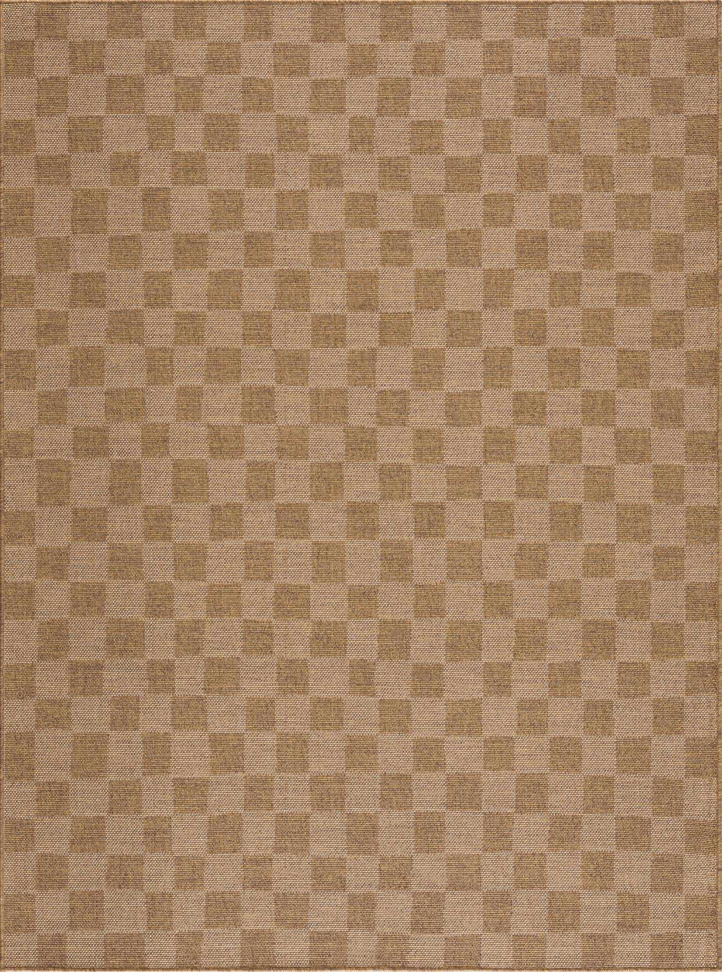 Kuval Checkered Brown Outdoor Rug - Ornate Home