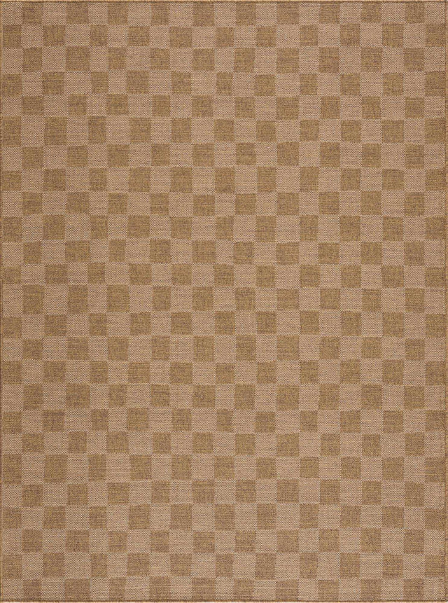 Kuval Checkered Brown Outdoor Rug - Ornate Home