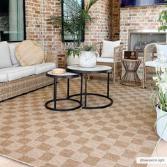 Kuval Checkered Brown Outdoor Rug - Ornate Home