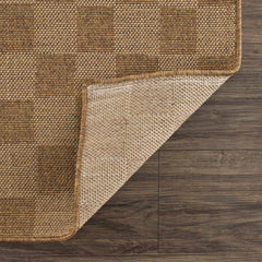 Kuval Checkered Brown Outdoor Rug - Ornate Home