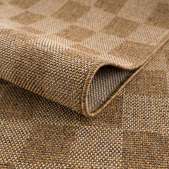 Kuval Checkered Brown Outdoor Rug - Ornate Home