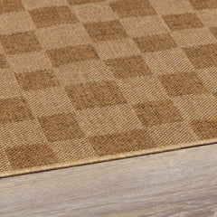 Kuval Checkered Brown Outdoor Rug - Ornate Home