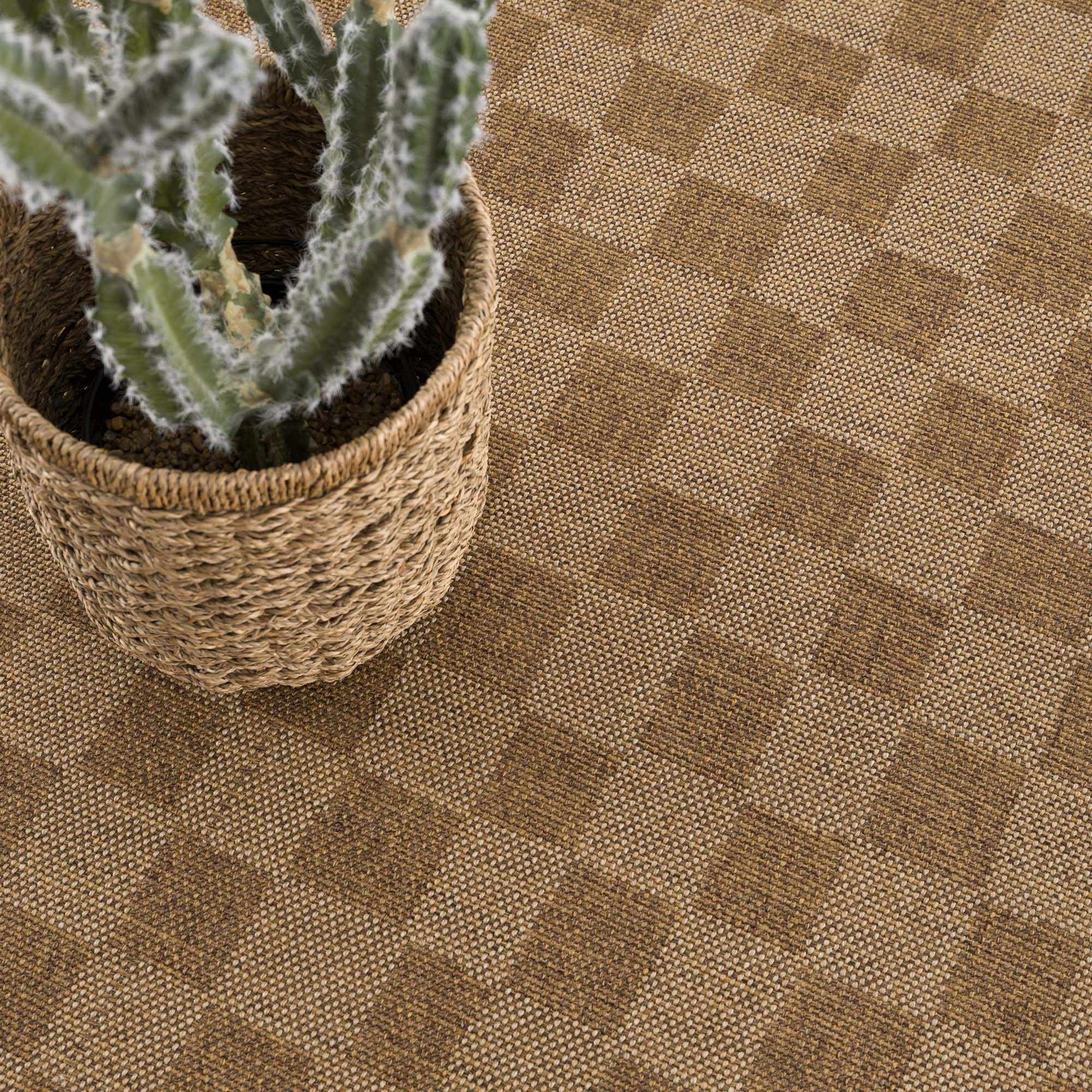 Kuval Checkered Brown Outdoor Rug - Ornate Home