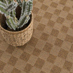 Kuval Checkered Brown Outdoor Rug - Ornate Home