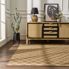 Kuval Checkered Brown Outdoor Rug - Ornate Home