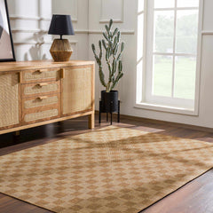 Kuval Checkered Brown Outdoor Rug - Ornate Home