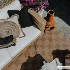 Kuval Checkered Brown Outdoor Rug - Ornate Home