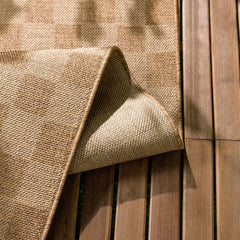 Kuval Checkered Brown Outdoor Rug - Ornate Home