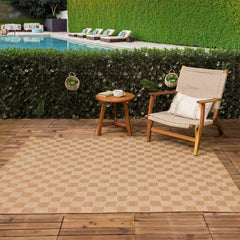 Kuval Checkered Brown Outdoor Rug - Ornate Home