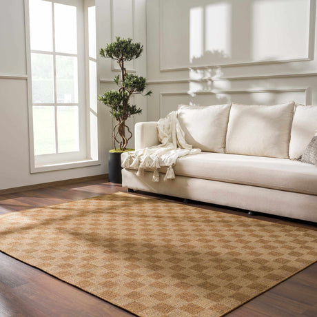 Kuval Checkered Brown Rug - Ornate Home