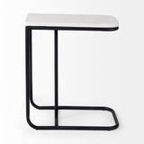 Kyra White/Black Marble Top C-Shaped End and Side Table - Ornate Home