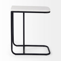 Kyra White/Black Marble Top C-Shaped End and Side Table - Ornate Home