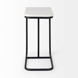 Kyra White/Black Marble Top C-Shaped End and Side Table - Ornate Home