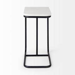Kyra White/Black Marble Top C-Shaped End and Side Table - Ornate Home